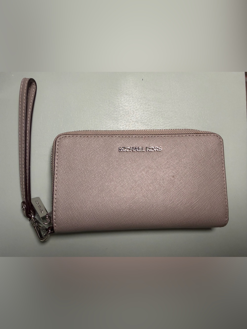 Michael Kors soft gray Zip Wristlet
